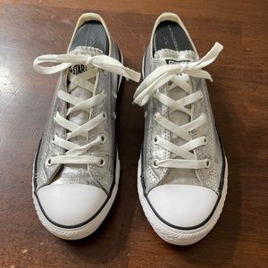 Girls size 3 silver converse